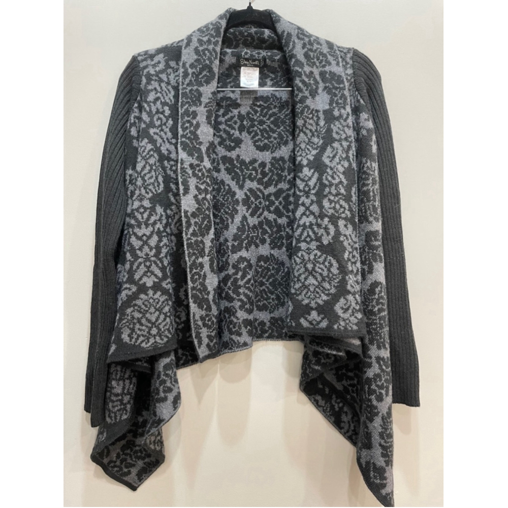 Silvia Novelli Asymmetrical Waterfall Cardigan S Gray Merino Wool Artsy Italy